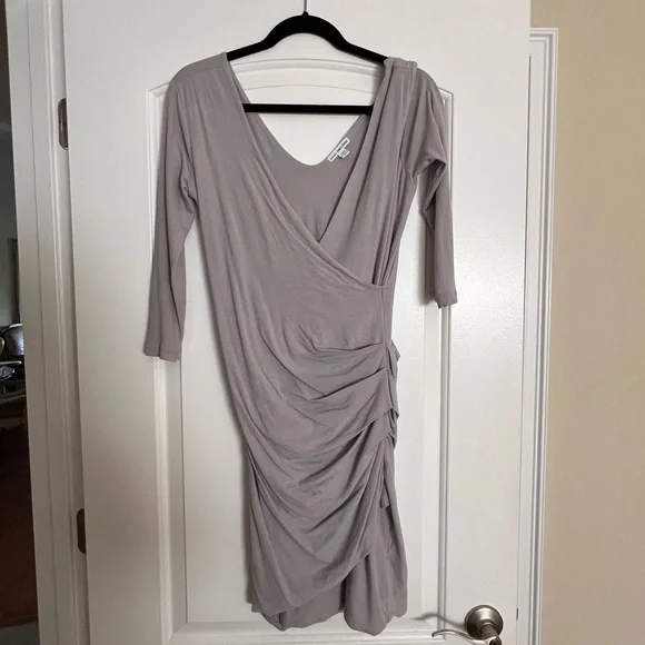 James Perse Dresses | James Perse| Tucked Faux Wrap Dress Fog Gray 2m | Color: Gray | Size: M | Pm-40810659's Closet James Perse Dresses | James Perse| Tucked Faux Wrap Dress Fog Gray 2m | Color: Gray | Size: M | Pm-40810659's Closet